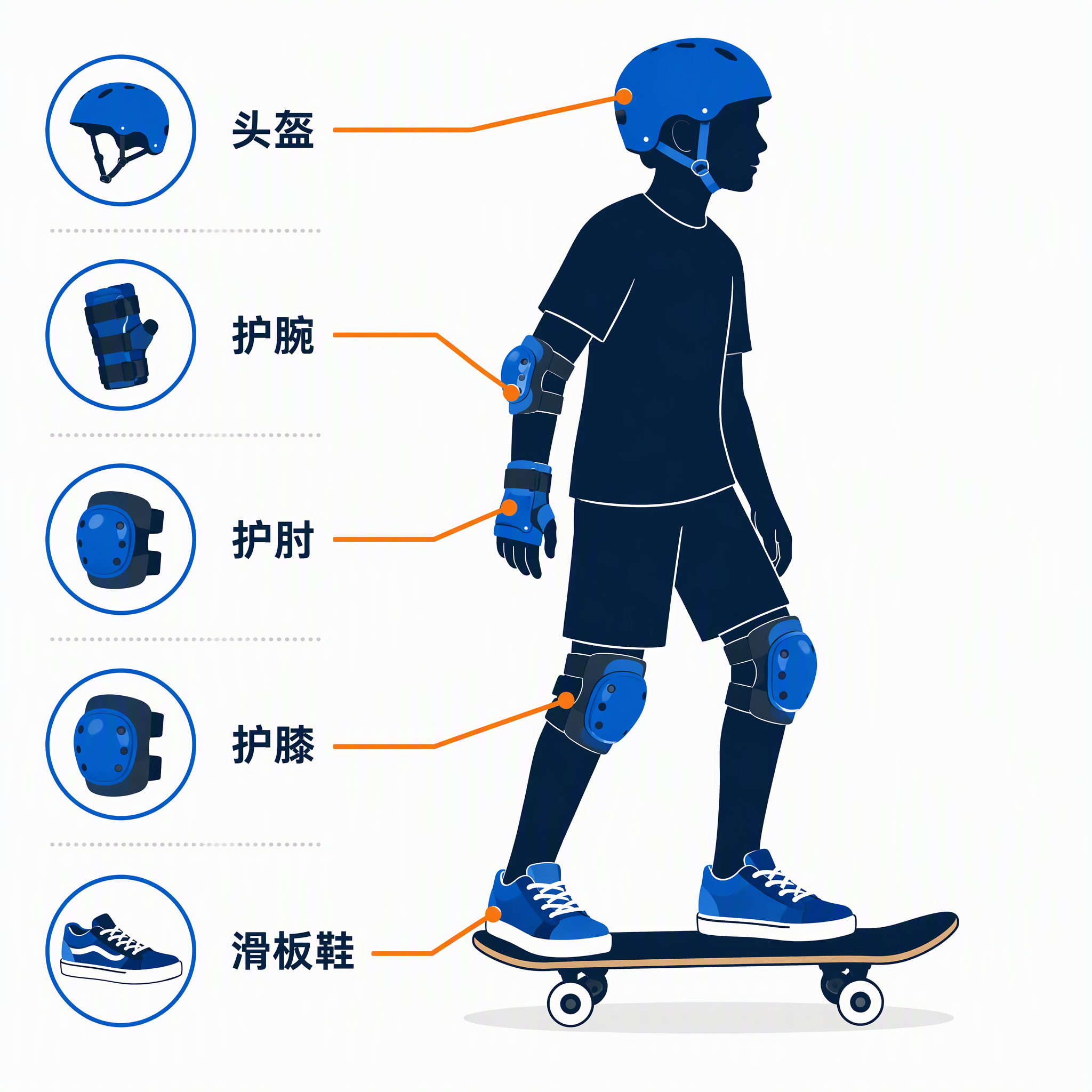 滑板安全防护装备图示
