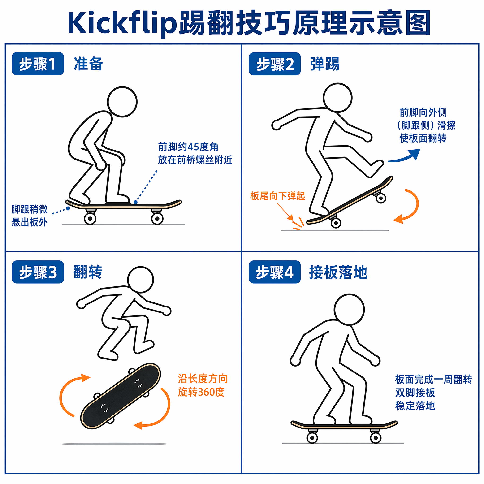 Kickflip踢翻技巧原理